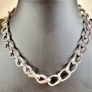 Vintage Sperry signed silver tone link choker necklace